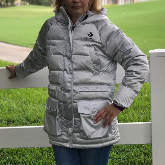 Converse Iridescent Sideline Down Jacket Silver - Picture 2 of 8